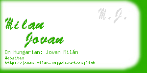 milan jovan business card